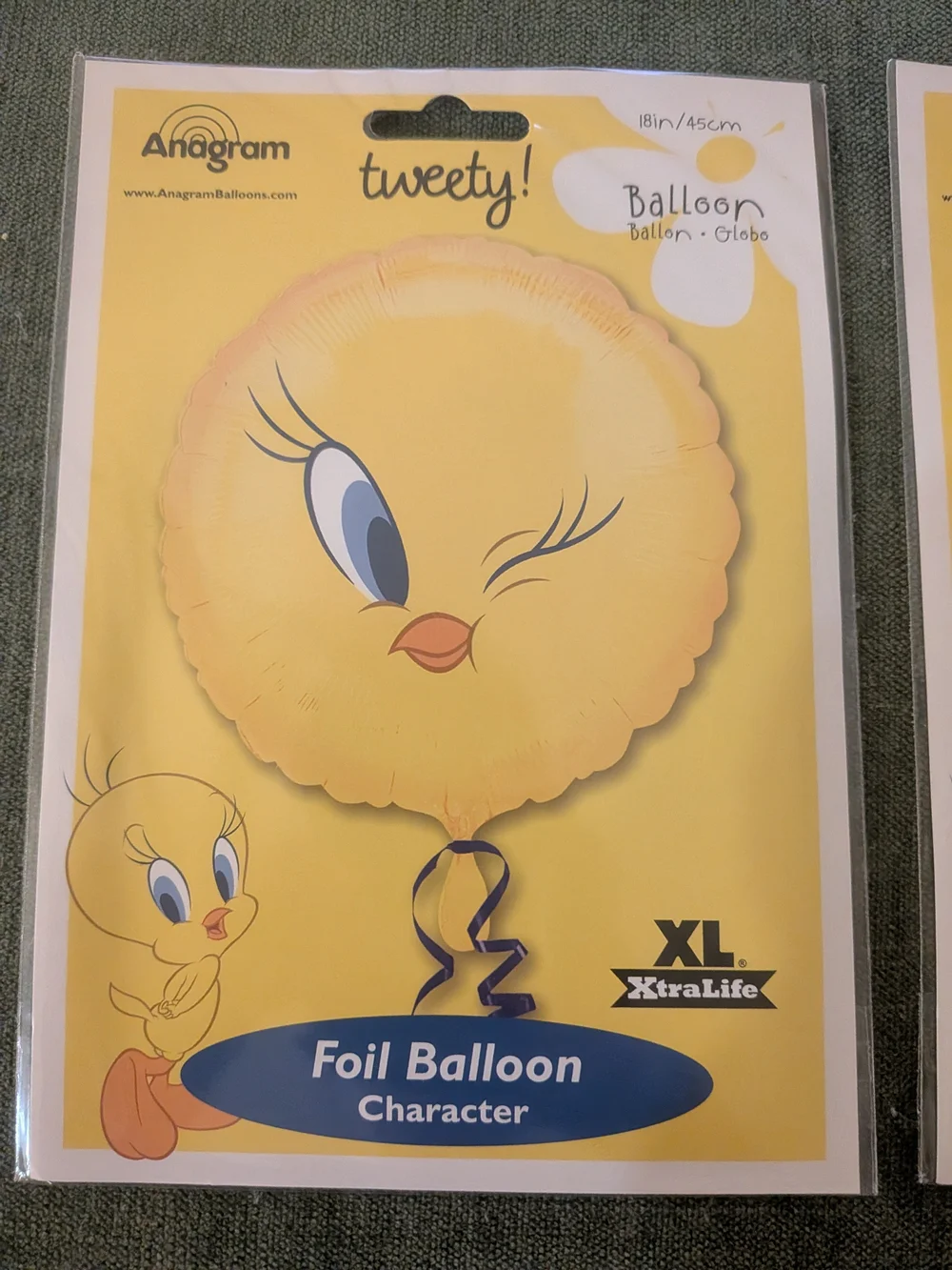 Anagram Tweety Looney Tunes Round Foil Balloon Yellow Party Decorative, 2pc
